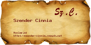 Szender Cinnia névjegykártya